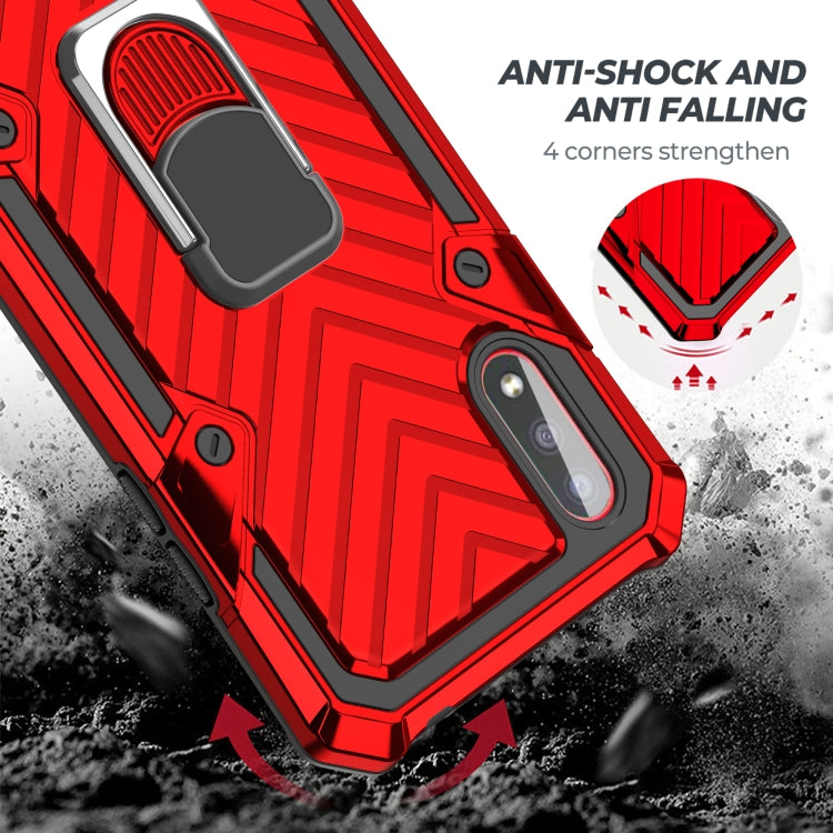 For Samsung Galaxy A01 Cool Armor PC + TPU Shockproof Case with 360 Degree Rotation Ring Holder