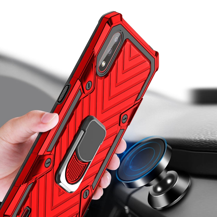 For Samsung Galaxy A01 Cool Armor PC + TPU Shockproof Case with 360 Degree Rotation Ring Holder