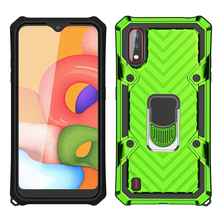 For Samsung Galaxy A01 Cool Armor PC + TPU Shockproof Case with 360 Degree Rotation Ring Holder
