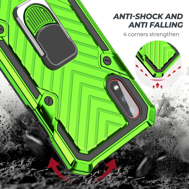 For Samsung Galaxy A01 Cool Armor PC + TPU Shockproof Case with 360 Degree Rotation Ring Holder