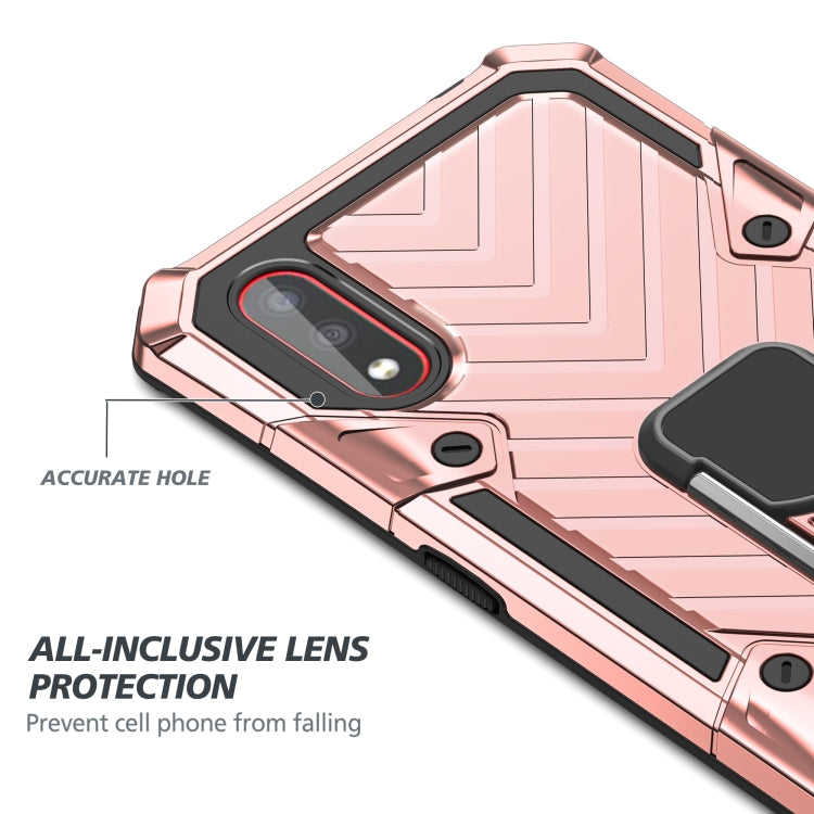 For Samsung Galaxy A01 Cool Armor PC + TPU Shockproof Case with 360 Degree Rotation Ring Holder
