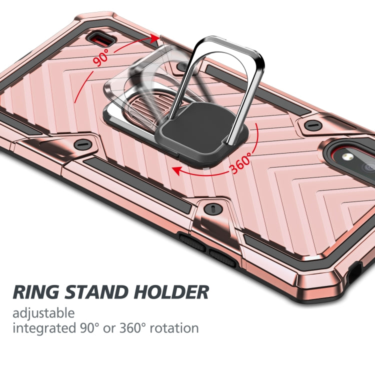 For Samsung Galaxy A01 Cool Armor PC + TPU Shockproof Case with 360 Degree Rotation Ring Holder