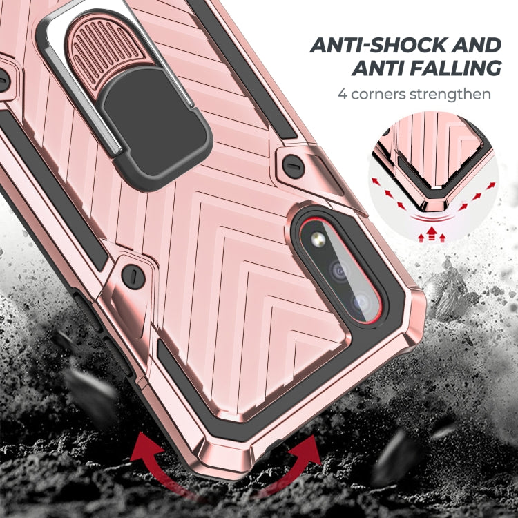 For Samsung Galaxy A01 Cool Armor PC + TPU Shockproof Case with 360 Degree Rotation Ring Holder