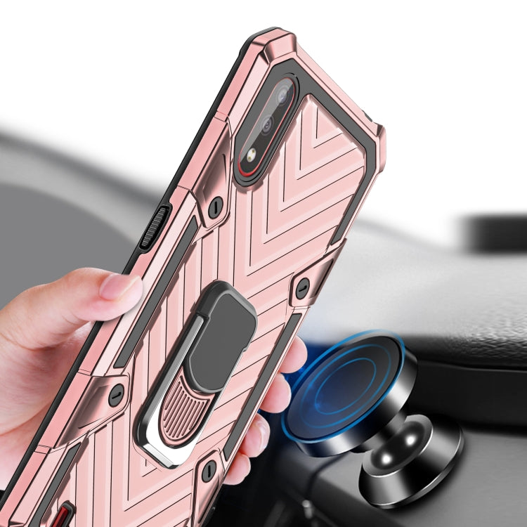 For Samsung Galaxy A01 Cool Armor PC + TPU Shockproof Case with 360 Degree Rotation Ring Holder