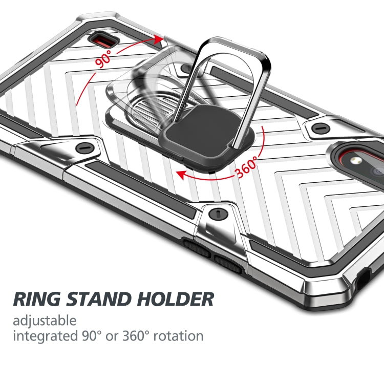 For Samsung Galaxy A01 Cool Armor PC + TPU Shockproof Case with 360 Degree Rotation Ring Holder