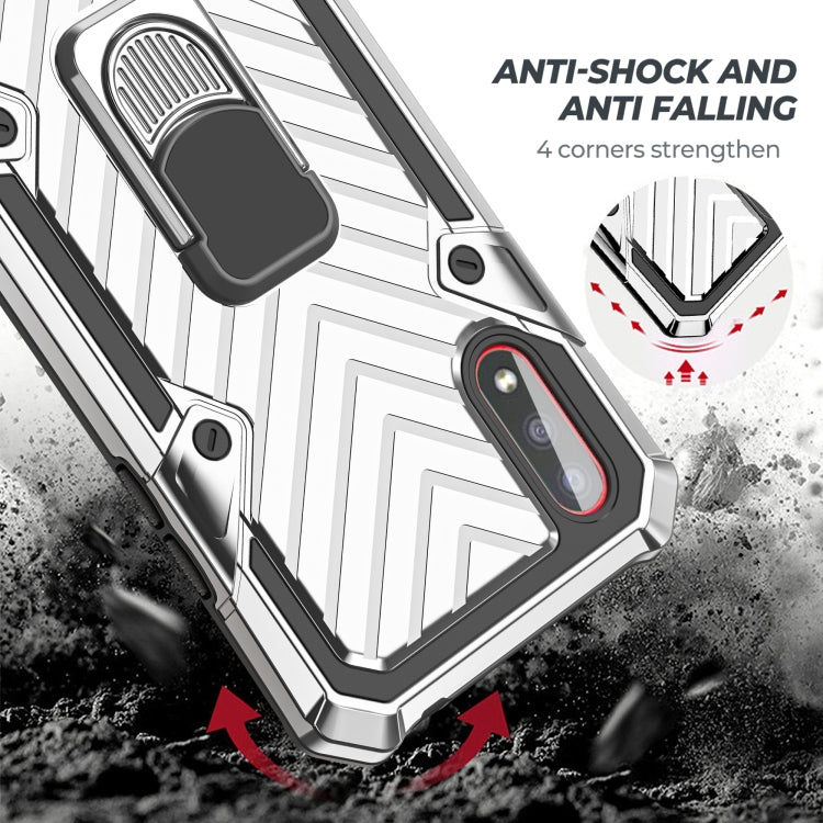For Samsung Galaxy A01 Cool Armor PC + TPU Shockproof Case with 360 Degree Rotation Ring Holder