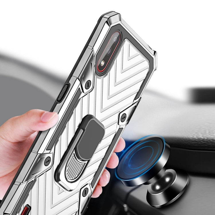 For Samsung Galaxy A01 Cool Armor PC + TPU Shockproof Case with 360 Degree Rotation Ring Holder