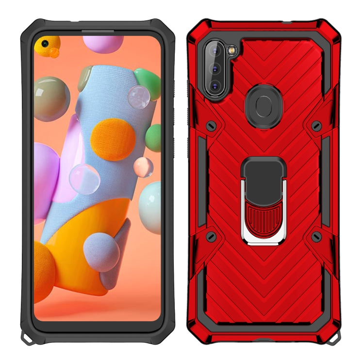 For Samsung Galaxy A11 (US Version) Cool Armor PC + TPU Shockproof Case with 360 Degree Rotation Ring Holder