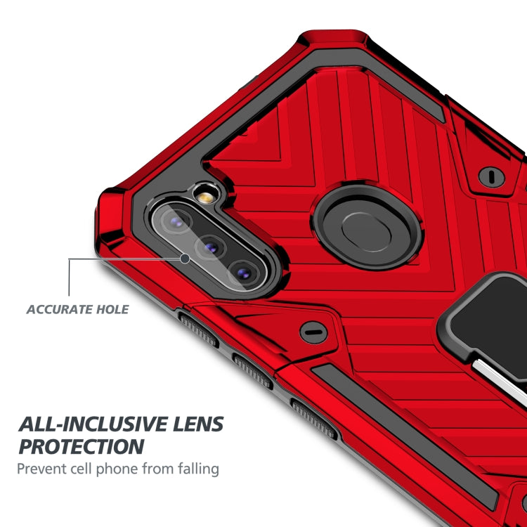 For Samsung Galaxy A11 (US Version) Cool Armor PC + TPU Shockproof Case with 360 Degree Rotation Ring Holder