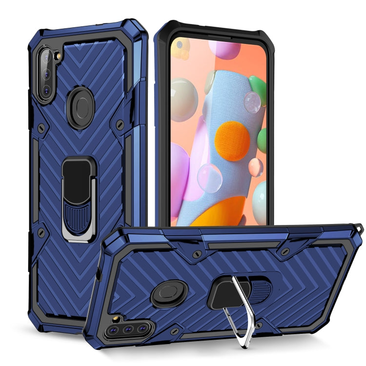 For Samsung Galaxy A11 (US Version) Cool Armor PC + TPU Shockproof Case with 360 Degree Rotation Ring Holder