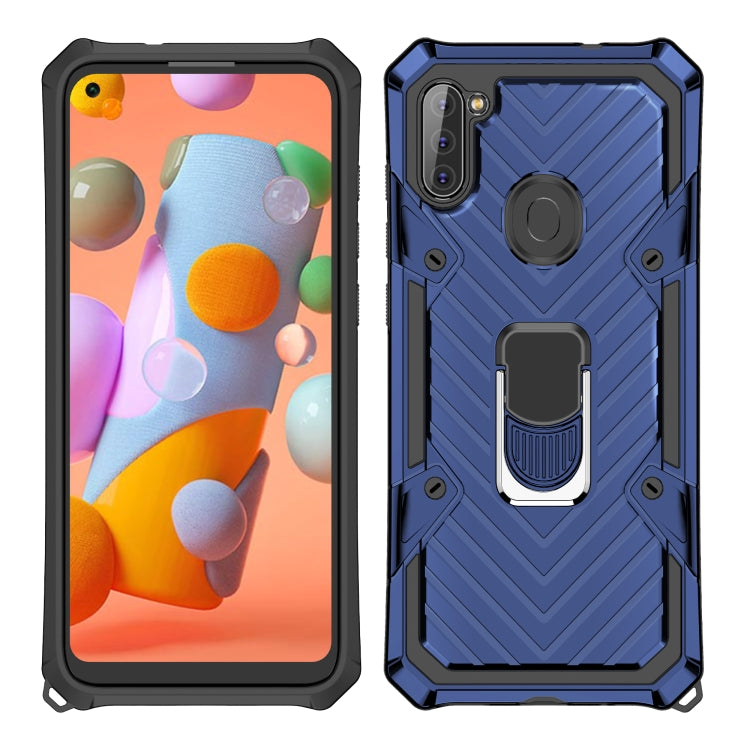 For Samsung Galaxy A11 (US Version) Cool Armor PC + TPU Shockproof Case with 360 Degree Rotation Ring Holder