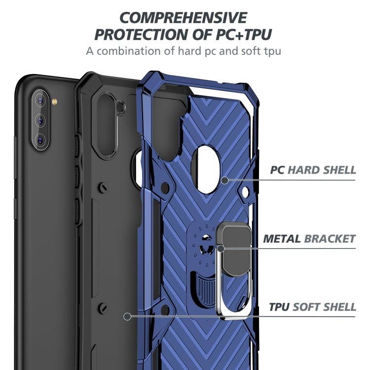 For Samsung Galaxy A11 (US Version) Cool Armor PC + TPU Shockproof Case with 360 Degree Rotation Ring Holder
