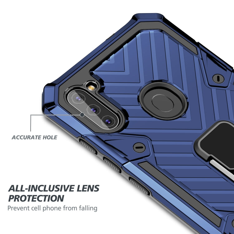 For Samsung Galaxy A11 (US Version) Cool Armor PC + TPU Shockproof Case with 360 Degree Rotation Ring Holder