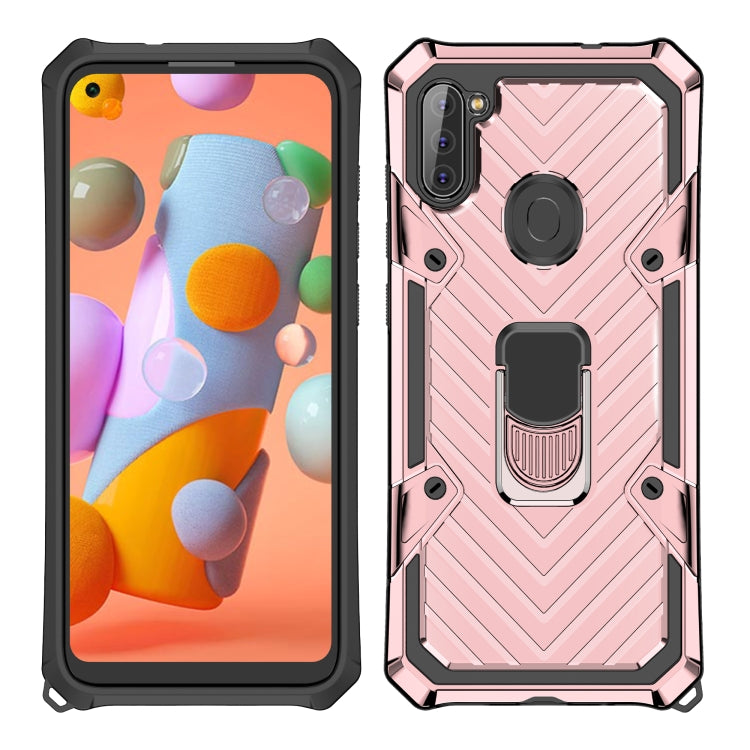For Samsung Galaxy A11 (US Version) Cool Armor PC + TPU Shockproof Case with 360 Degree Rotation Ring Holder