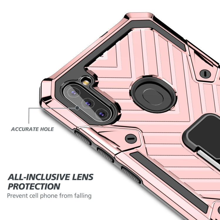 For Samsung Galaxy A11 (US Version) Cool Armor PC + TPU Shockproof Case with 360 Degree Rotation Ring Holder