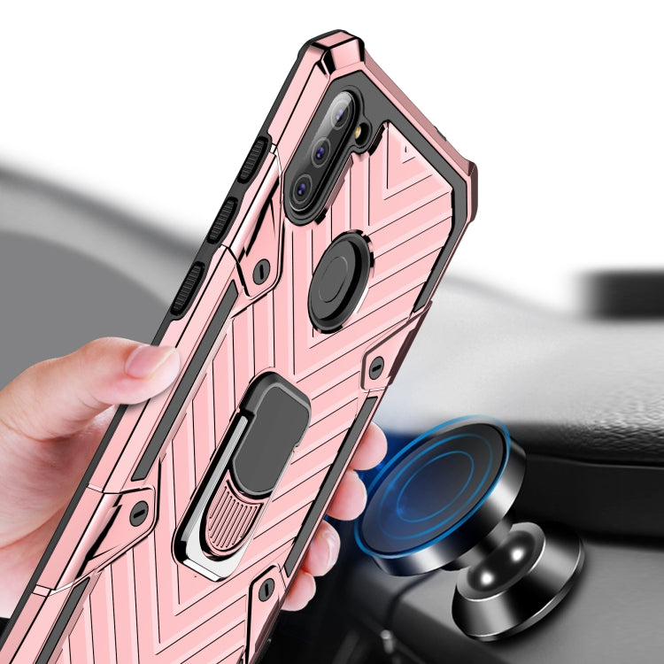 For Samsung Galaxy A11 (US Version) Cool Armor PC + TPU Shockproof Case with 360 Degree Rotation Ring Holder