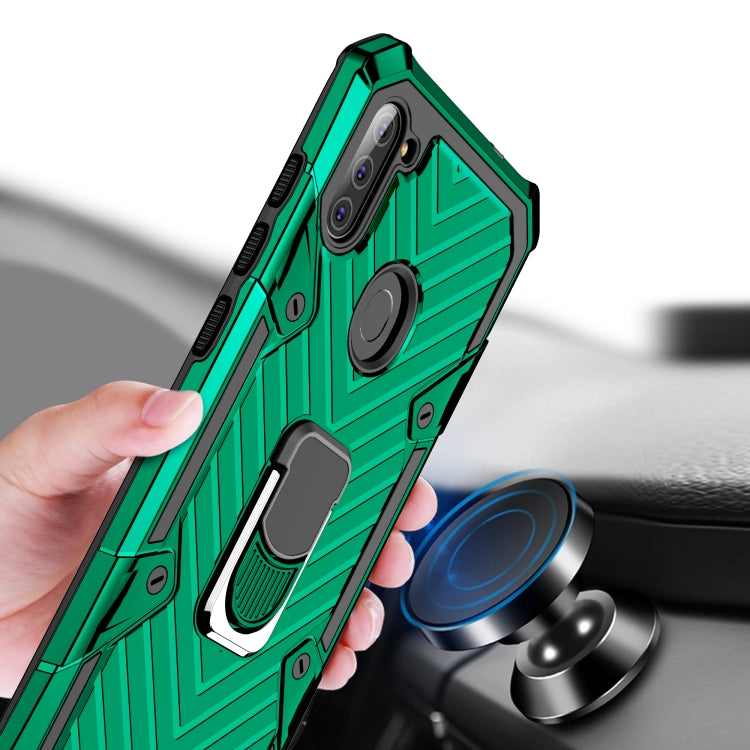 For Samsung Galaxy A11 (US Version) Cool Armor PC + TPU Shockproof Case with 360 Degree Rotation Ring Holder