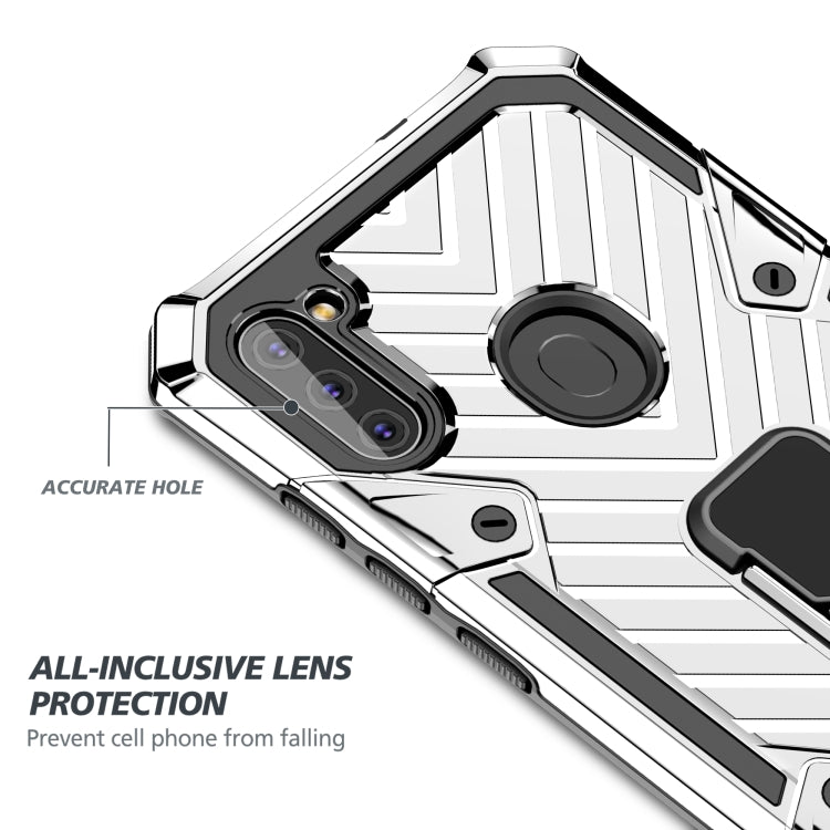 For Samsung Galaxy A11 (US Version) Cool Armor PC + TPU Shockproof Case with 360 Degree Rotation Ring Holder