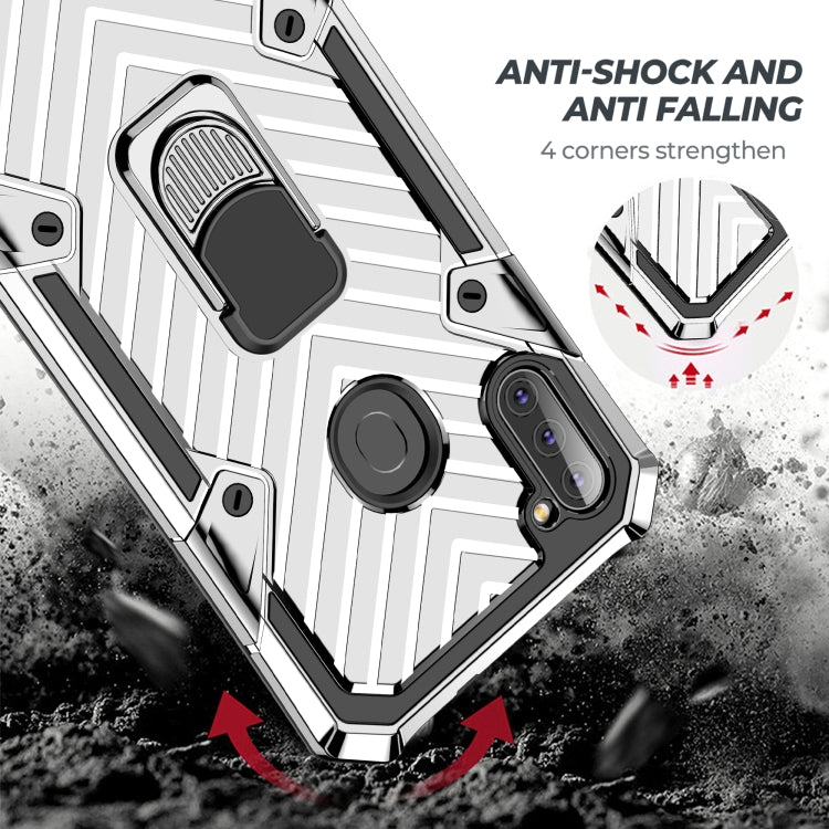 For Samsung Galaxy A11 (US Version) Cool Armor PC + TPU Shockproof Case with 360 Degree Rotation Ring Holder