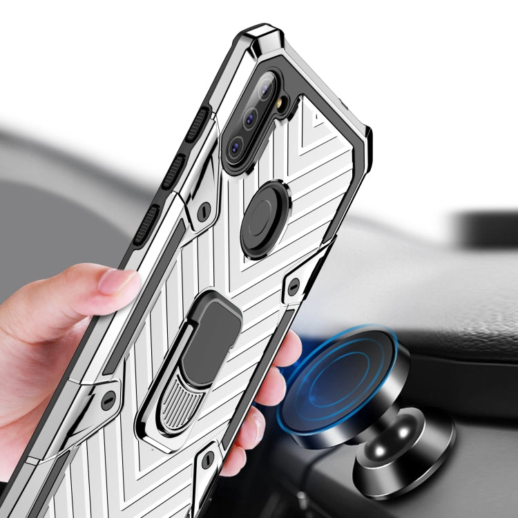 For Samsung Galaxy A11 (US Version) Cool Armor PC + TPU Shockproof Case with 360 Degree Rotation Ring Holder