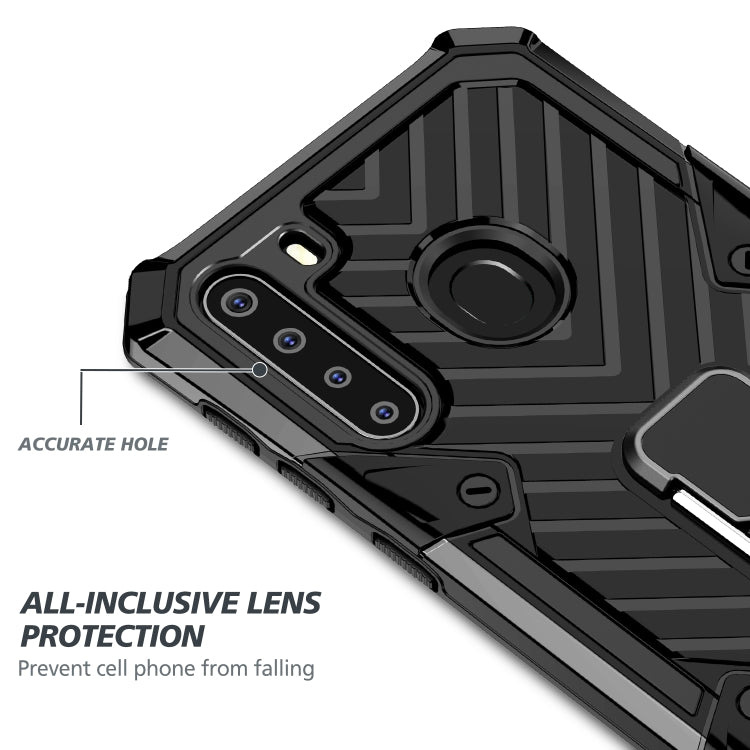 For Samsung Galaxy A21 Cool Armor PC + TPU Shockproof Case with 360 Degree Rotation Ring Holder