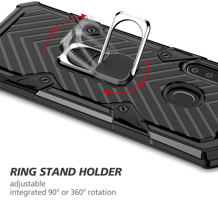 For Samsung Galaxy A21 Cool Armor PC + TPU Shockproof Case with 360 Degree Rotation Ring Holder