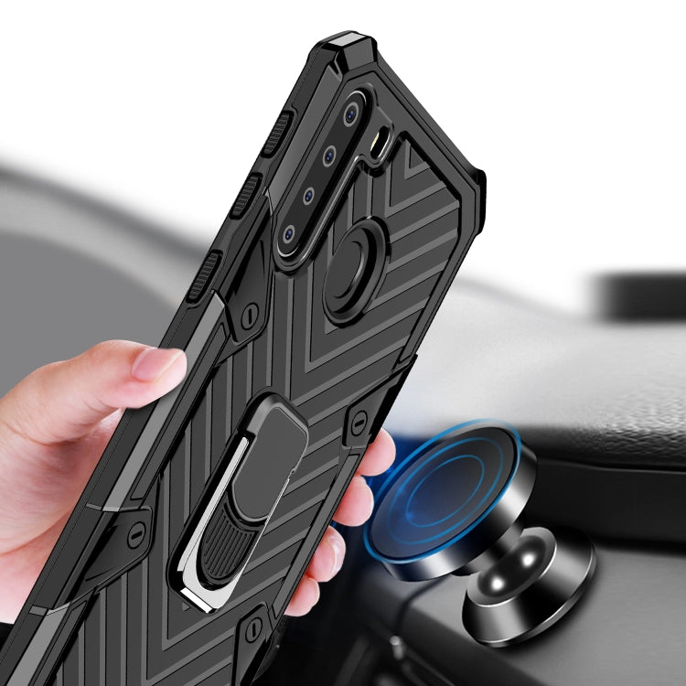For Samsung Galaxy A21 Cool Armor PC + TPU Shockproof Case with 360 Degree Rotation Ring Holder