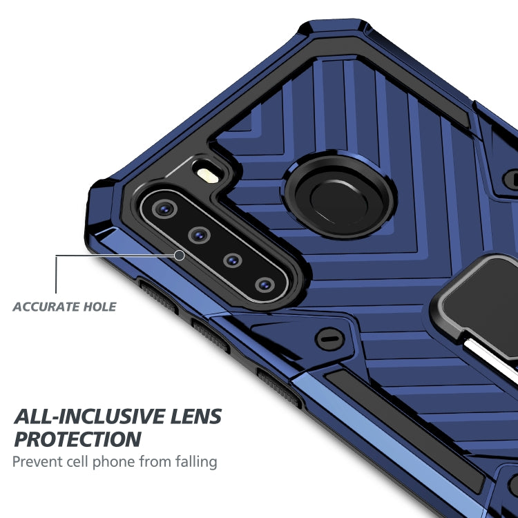 For Samsung Galaxy A21 Cool Armor PC + TPU Shockproof Case with 360 Degree Rotation Ring Holder