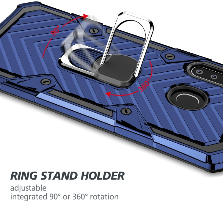 For Samsung Galaxy A21 Cool Armor PC + TPU Shockproof Case with 360 Degree Rotation Ring Holder