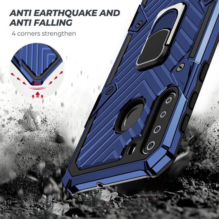 For Samsung Galaxy A21 Cool Armor PC + TPU Shockproof Case with 360 Degree Rotation Ring Holder