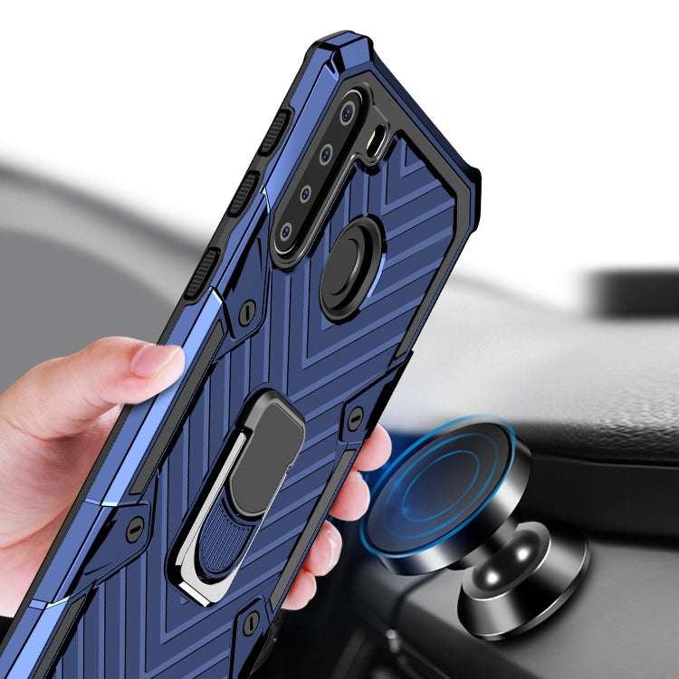 For Samsung Galaxy A21 Cool Armor PC + TPU Shockproof Case with 360 Degree Rotation Ring Holder