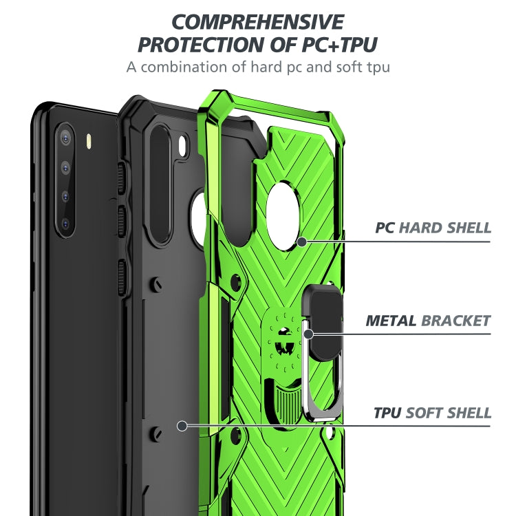 For Samsung Galaxy A21 Cool Armor PC + TPU Shockproof Case with 360 Degree Rotation Ring Holder