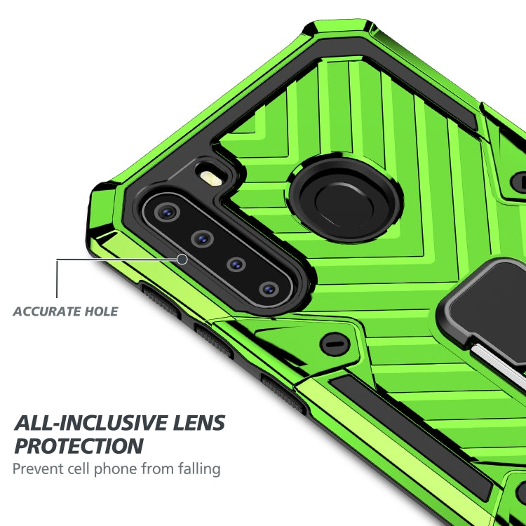 For Samsung Galaxy A21 Cool Armor PC + TPU Shockproof Case with 360 Degree Rotation Ring Holder
