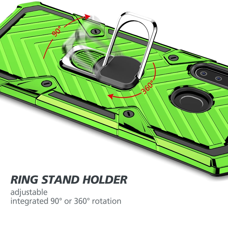 For Samsung Galaxy A21 Cool Armor PC + TPU Shockproof Case with 360 Degree Rotation Ring Holder