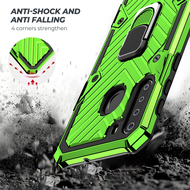 For Samsung Galaxy A21 Cool Armor PC + TPU Shockproof Case with 360 Degree Rotation Ring Holder