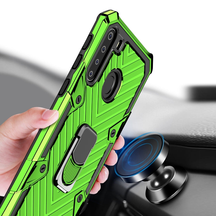 For Samsung Galaxy A21 Cool Armor PC + TPU Shockproof Case with 360 Degree Rotation Ring Holder