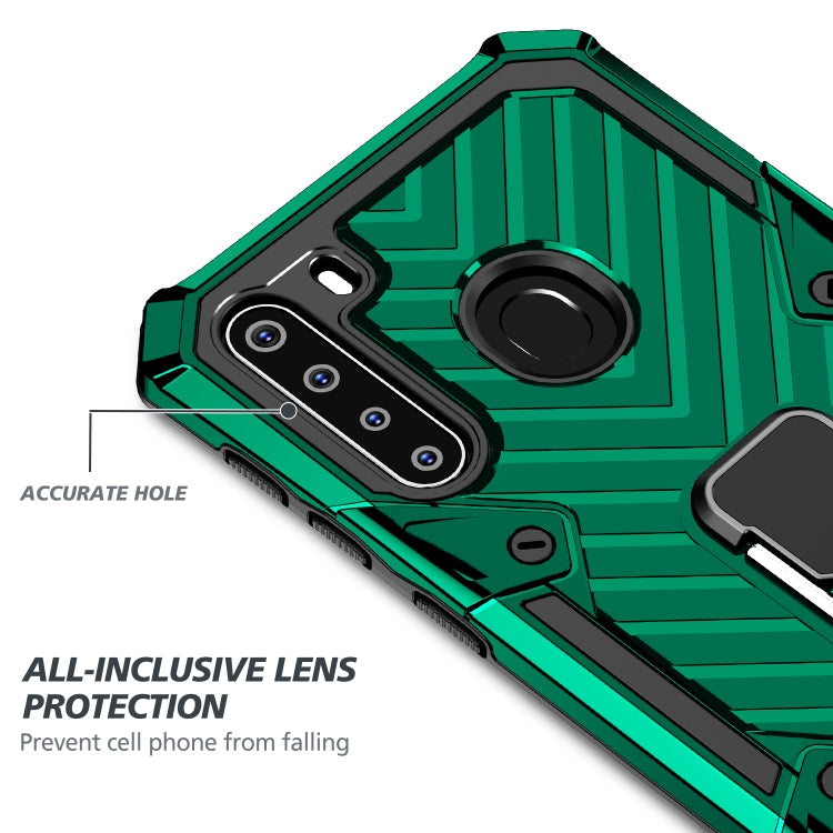 For Samsung Galaxy A21 Cool Armor PC + TPU Shockproof Case with 360 Degree Rotation Ring Holder