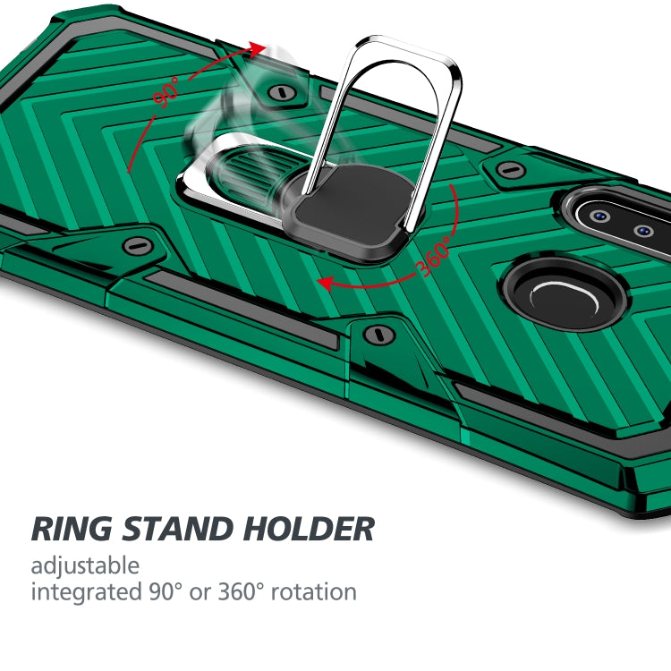 For Samsung Galaxy A21 Cool Armor PC + TPU Shockproof Case with 360 Degree Rotation Ring Holder