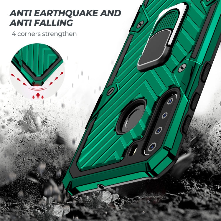 For Samsung Galaxy A21 Cool Armor PC + TPU Shockproof Case with 360 Degree Rotation Ring Holder