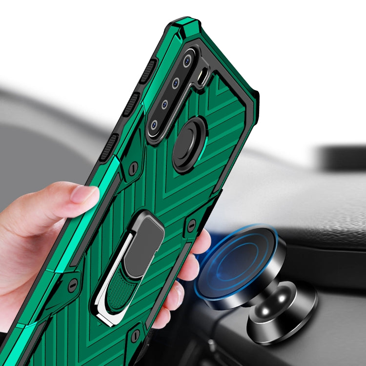 For Samsung Galaxy A21 Cool Armor PC + TPU Shockproof Case with 360 Degree Rotation Ring Holder