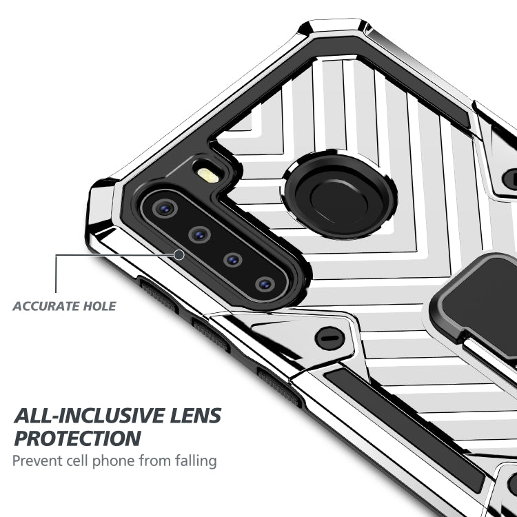 For Samsung Galaxy A21 Cool Armor PC + TPU Shockproof Case with 360 Degree Rotation Ring Holder
