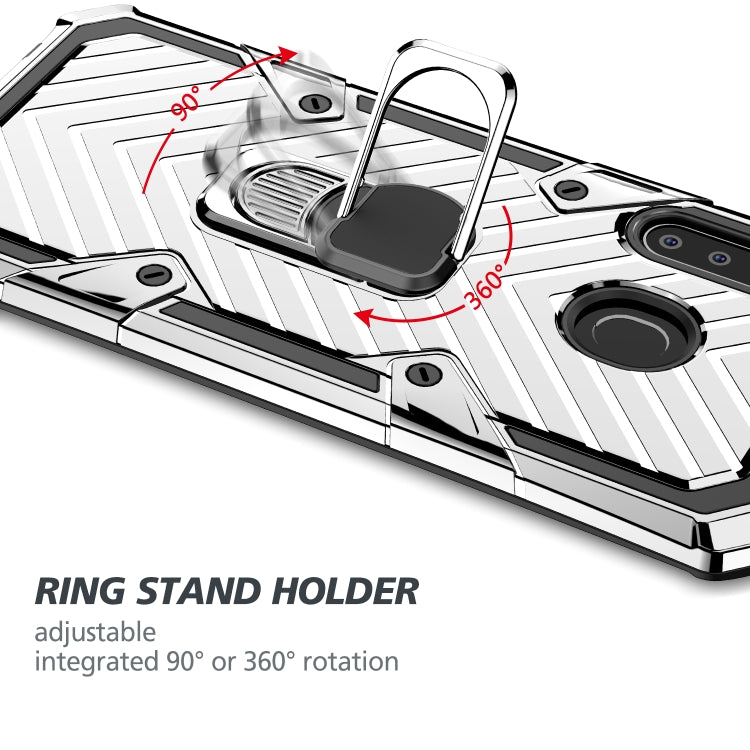 For Samsung Galaxy A21 Cool Armor PC + TPU Shockproof Case with 360 Degree Rotation Ring Holder