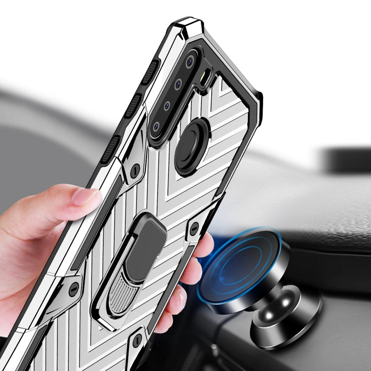 For Samsung Galaxy A21 Cool Armor PC + TPU Shockproof Case with 360 Degree Rotation Ring Holder