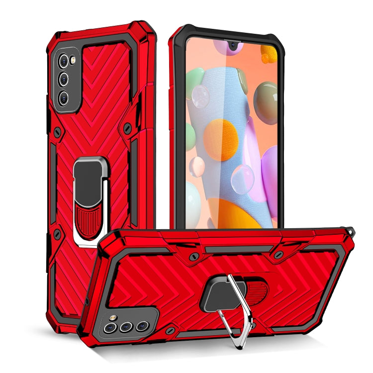 For Samsung Galaxy A41 Cool Armor PC + TPU Shockproof Case with 360 Degree Rotation Ring Holder