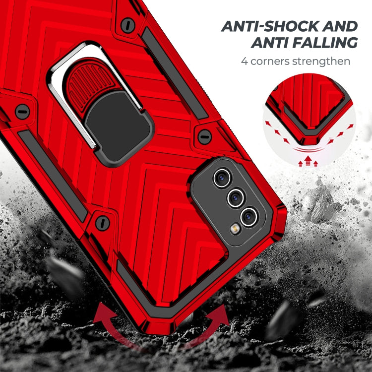 For Samsung Galaxy A41 Cool Armor PC + TPU Shockproof Case with 360 Degree Rotation Ring Holder