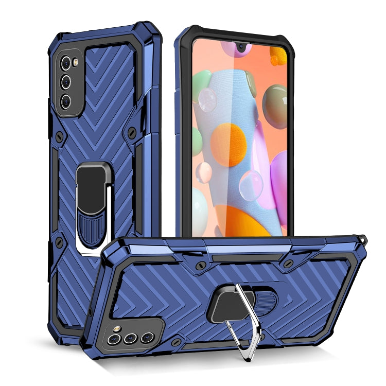 For Samsung Galaxy A41 Cool Armor PC + TPU Shockproof Case with 360 Degree Rotation Ring Holder