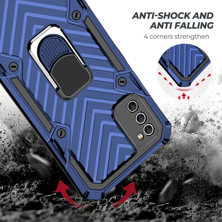 For Samsung Galaxy A41 Cool Armor PC + TPU Shockproof Case with 360 Degree Rotation Ring Holder