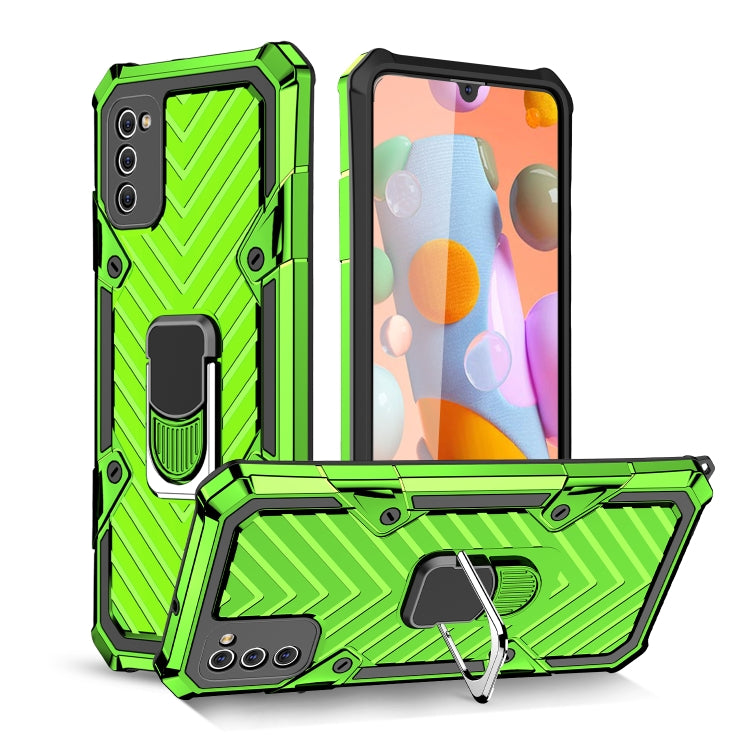 For Samsung Galaxy A41 Cool Armor PC + TPU Shockproof Case with 360 Degree Rotation Ring Holder