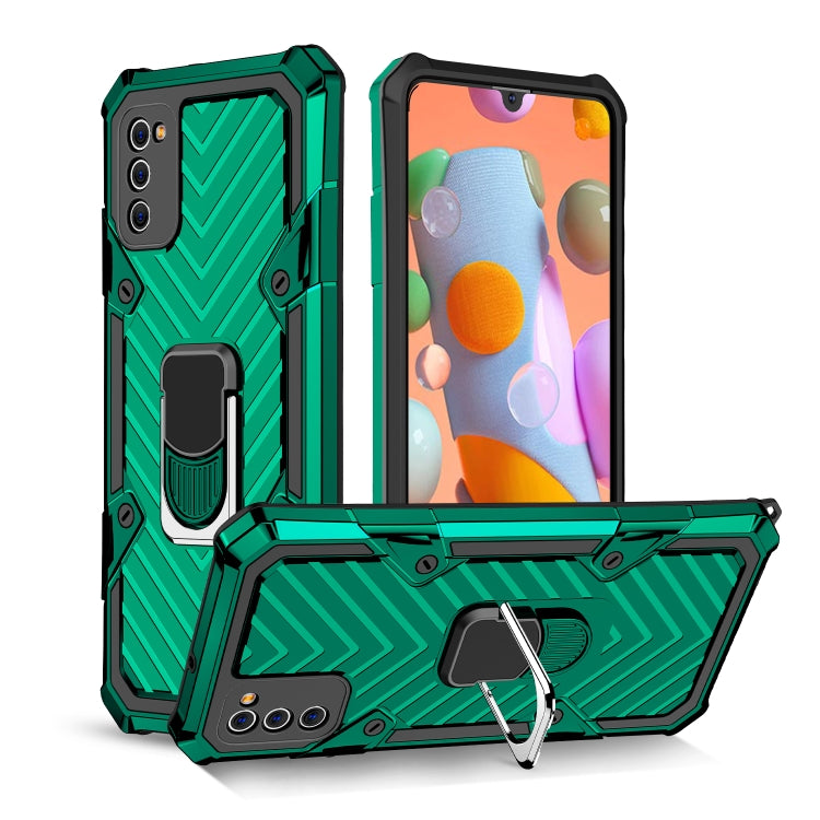 For Samsung Galaxy A41 Cool Armor PC + TPU Shockproof Case with 360 Degree Rotation Ring Holder