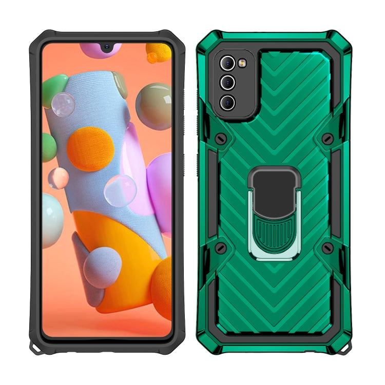 For Samsung Galaxy A41 Cool Armor PC + TPU Shockproof Case with 360 Degree Rotation Ring Holder